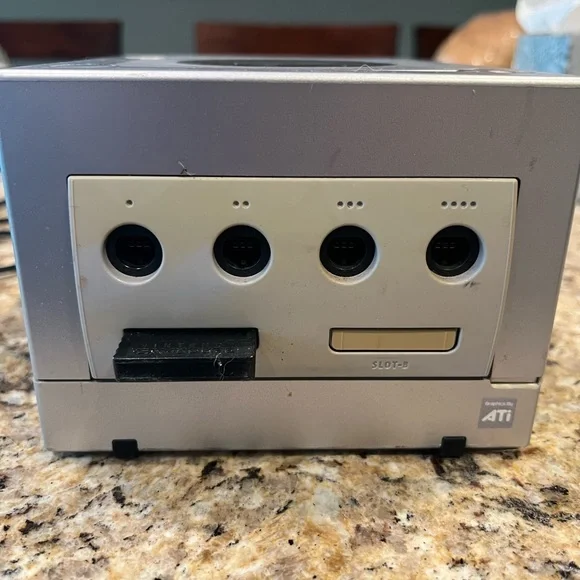 Nintendo GameCube with two controllers and cables, Super Smash Melee game